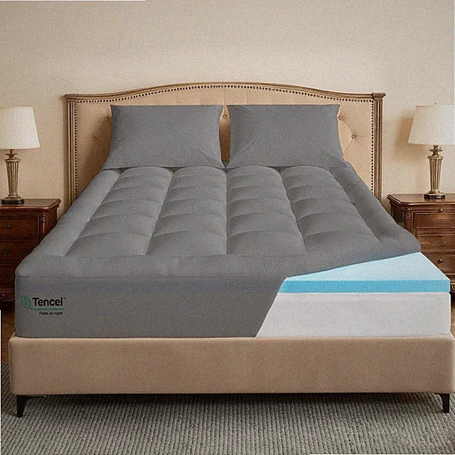 4 Inch Memory Foam Mattress Topper,Dual Layer Medium Support 2" Gel Memory Fo...