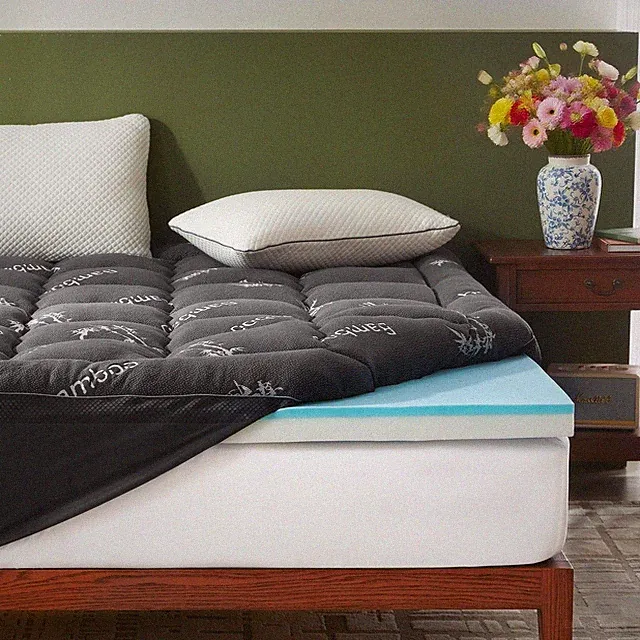 4 Inch Memory Foam Mattress Topper Queen,2-in-1 Dual Layer Design (2" Gel Mem...